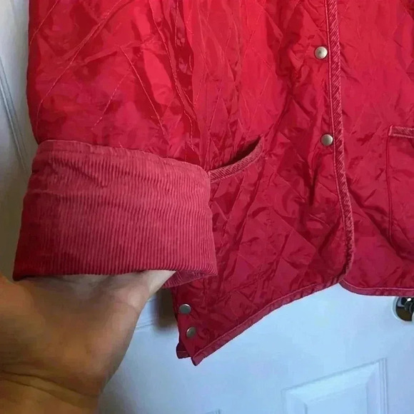 Cherokee Barn Jacket Red Quilted Corduroy Lightweight Chore Coat Womens Sz XL - Picture 3 of 12